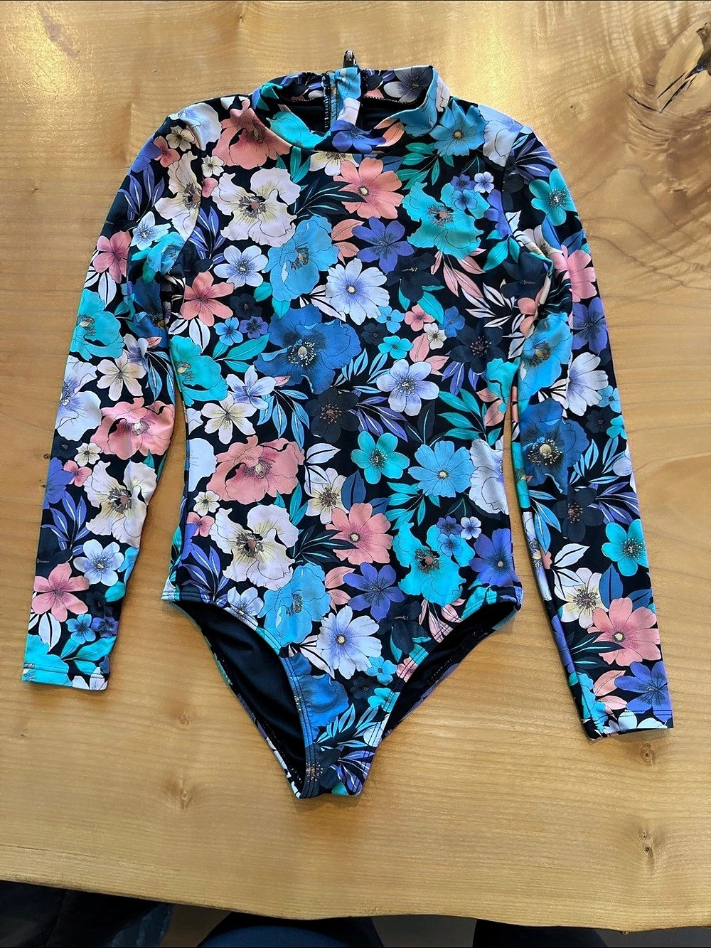 O'Neill Bellamy Myrtos Surf Suit Floral One Piece Blue & Black